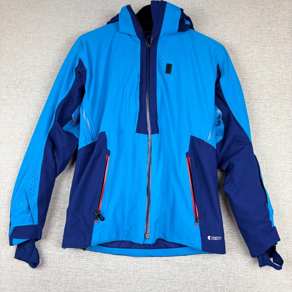 Salomon S/LAB Pertex Shield+ Hooded Jacket Mens Medium Blue Full Zip Shell